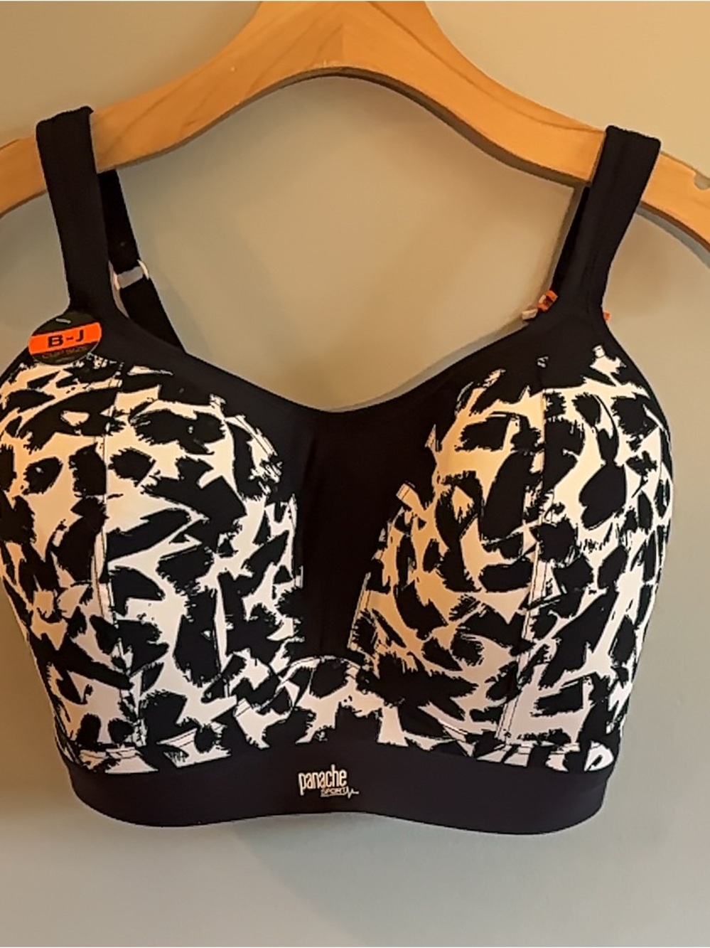 Panache Black and White High-Impact Sports Bra with Graphic Print